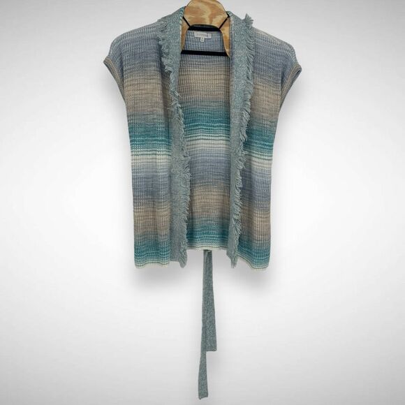 Intermix Chiara Space Dye Wrap Knit Cardigan Size X-Large XL Blue Comfy‎ Casual - Picture 2 of 8